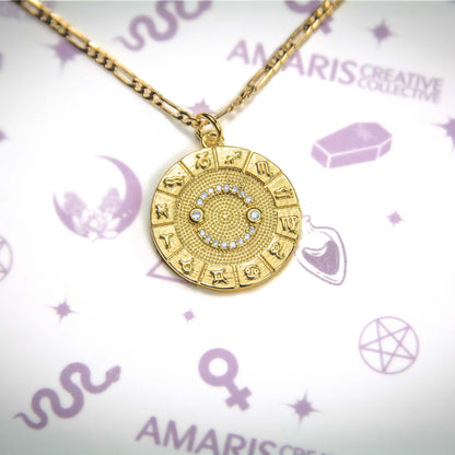 Zodiac Wheel Pendant Necklace