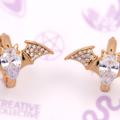 Rose Gold Marquise Cut Bat Earrings