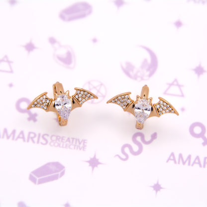 Rose Gold Marquise Cut Bat Earrings