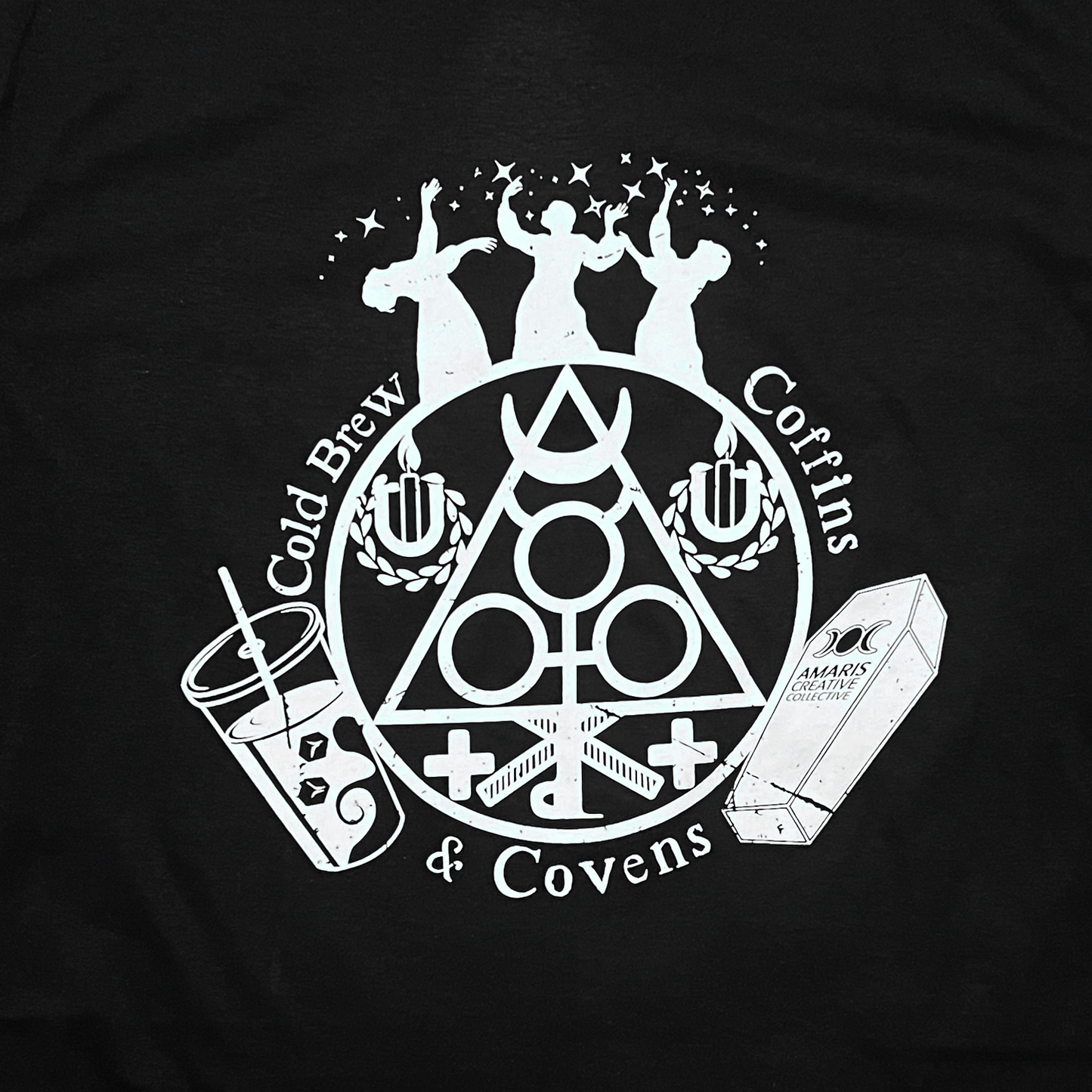 Cold Brew, Coffins, & Covens Tee