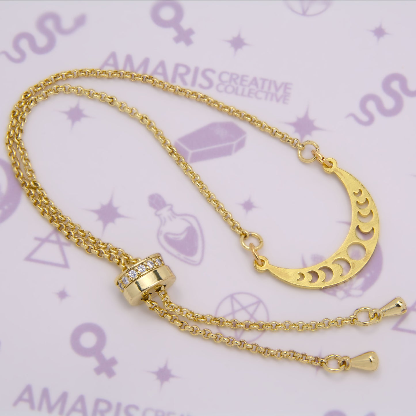 Crescent Moon Phase Adjustable Bracelet