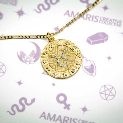 Zodiac Wheel Pendant Necklace