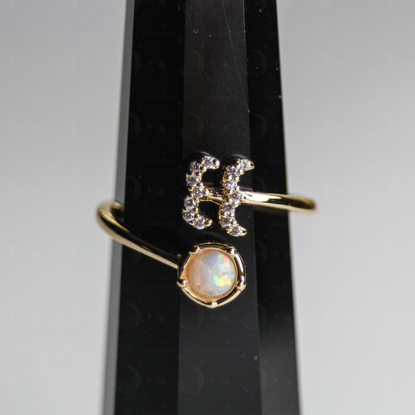 Zodiac Moon Opal Adjustable Ring