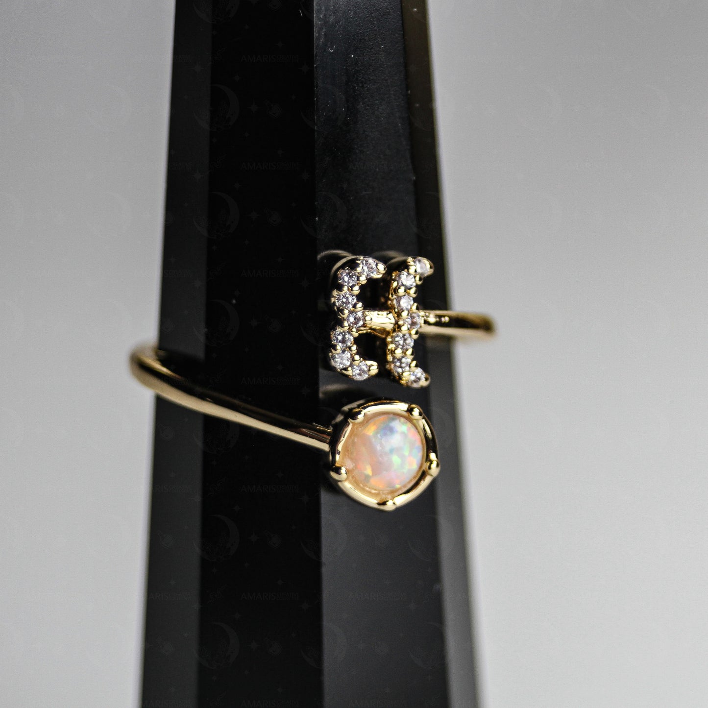 Zodiac Moon Opal Adjustable Ring