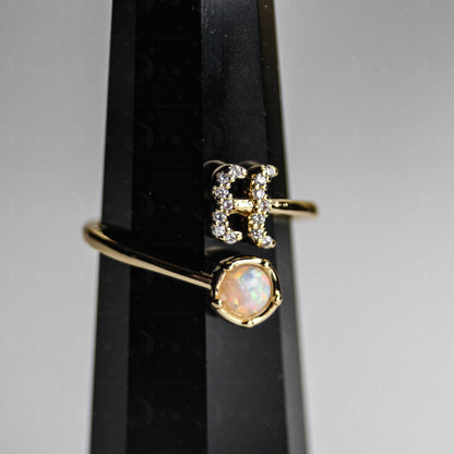 Zodiac Moon Opal Adjustable Ring