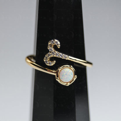 Zodiac Moon Opal Adjustable Ring