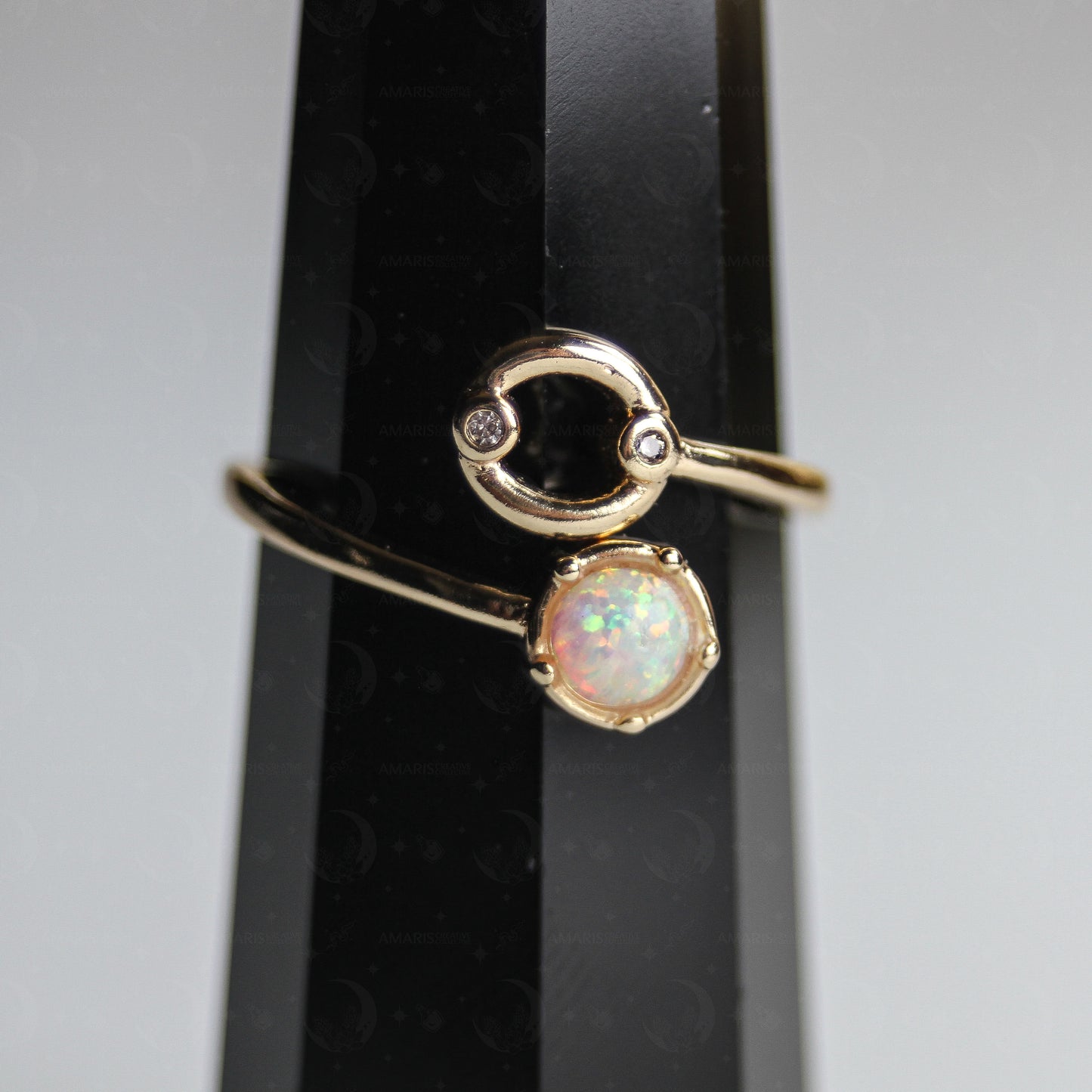 Zodiac Moon Opal Adjustable Ring