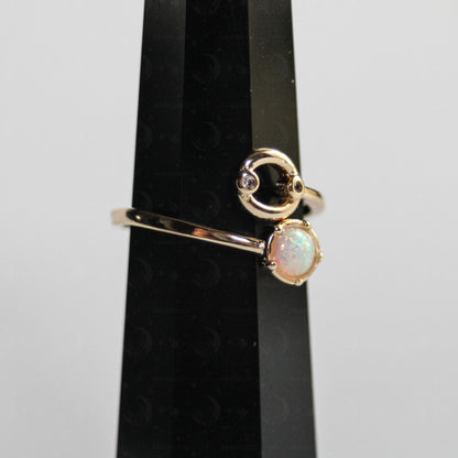 Zodiac Moon Opal Adjustable Ring