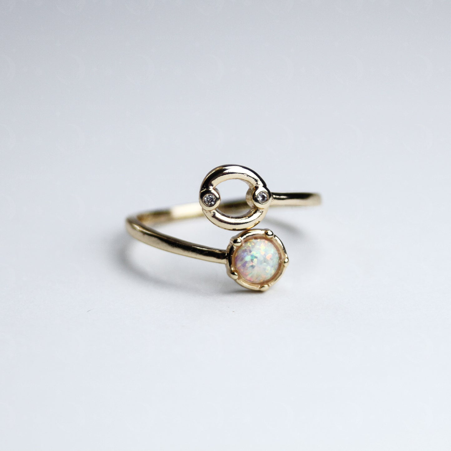 Zodiac Moon Opal Adjustable Ring