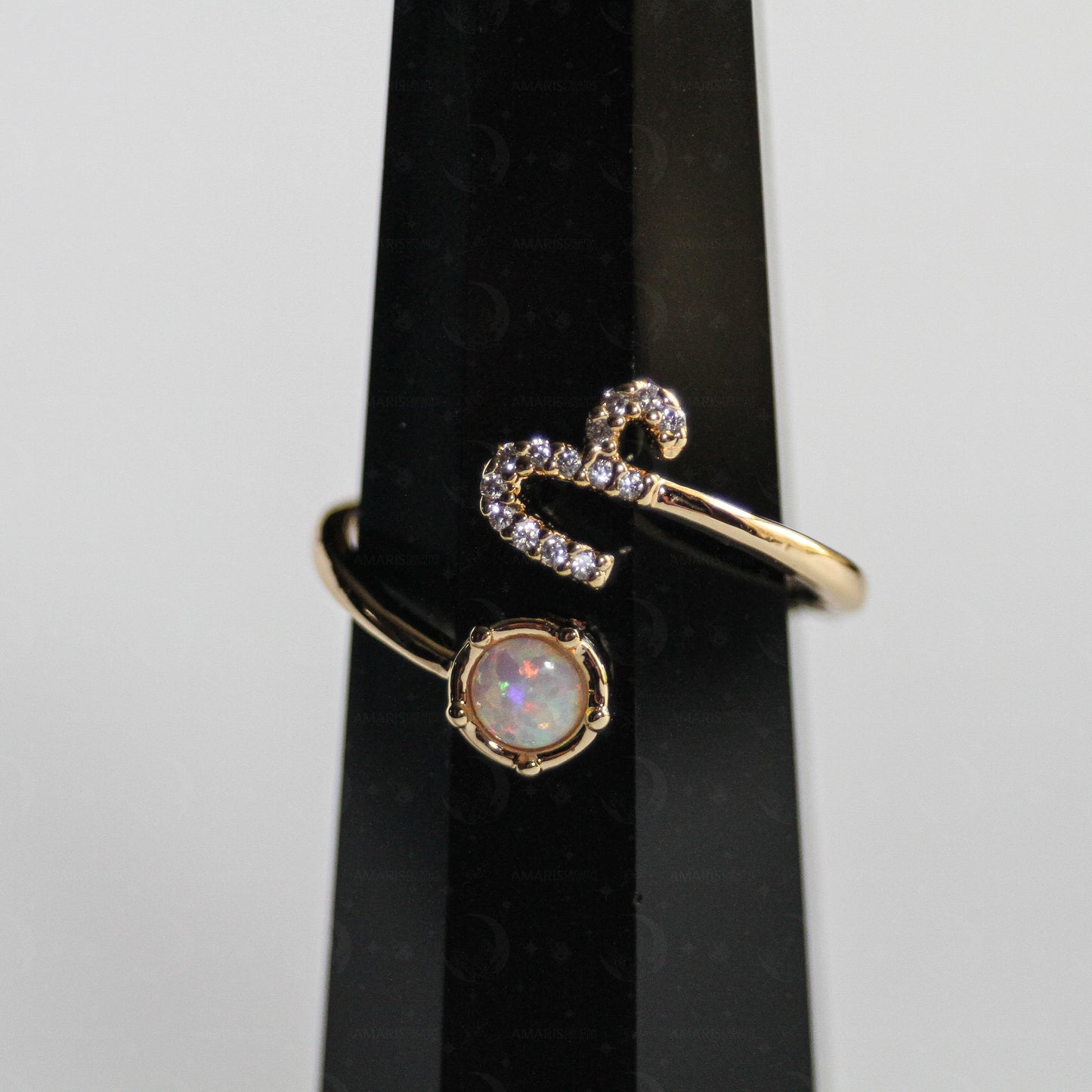 Zodiac Moon Opal Adjustable Ring