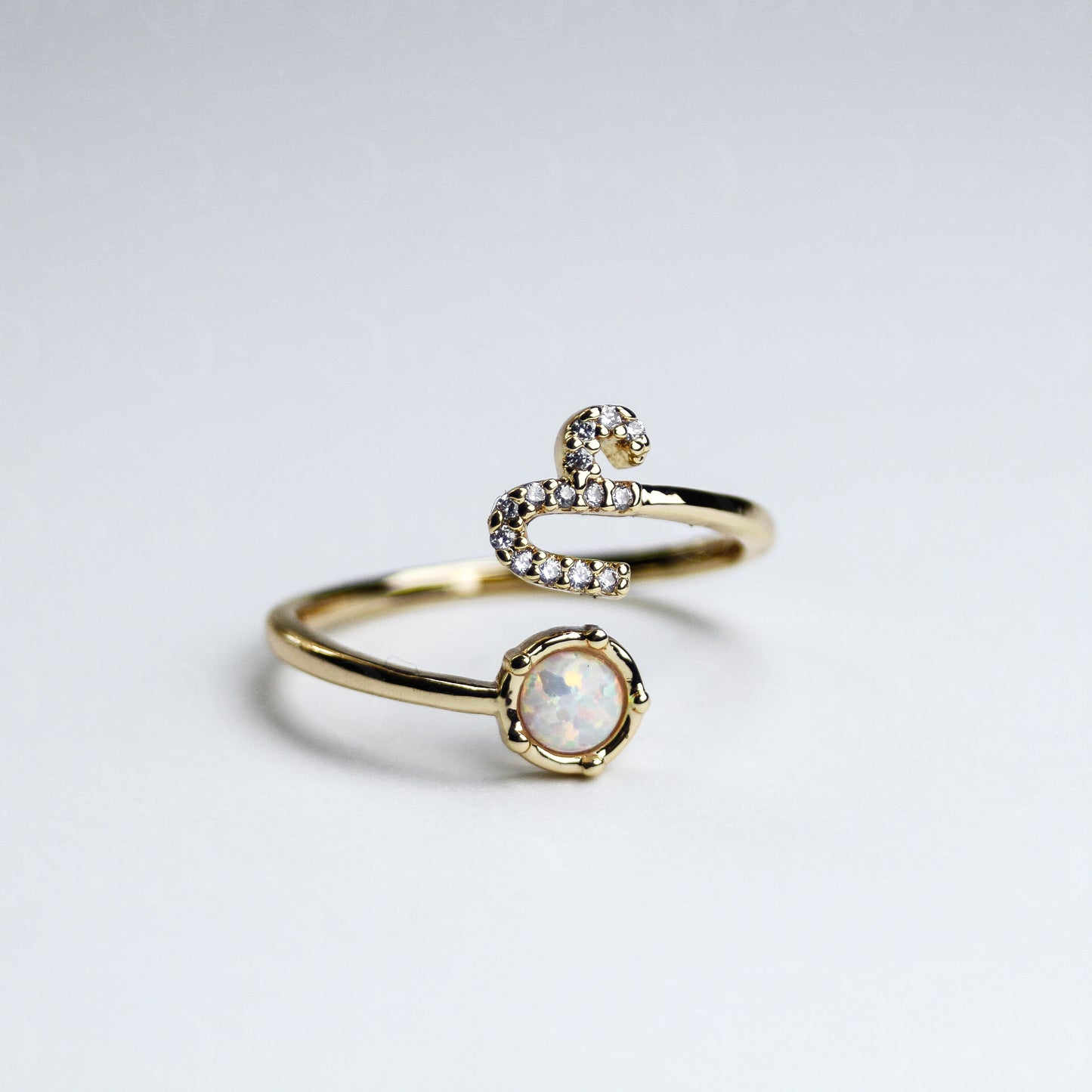 Zodiac Moon Opal Adjustable Ring