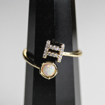 Zodiac Moon Opal Adjustable Ring