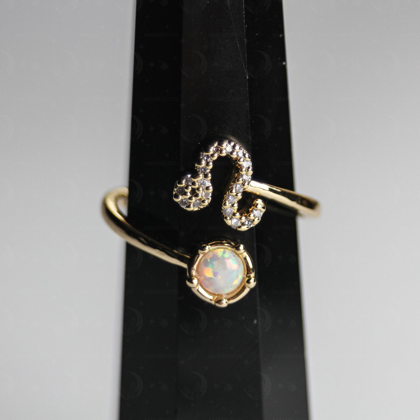 Zodiac Moon Opal Adjustable Ring