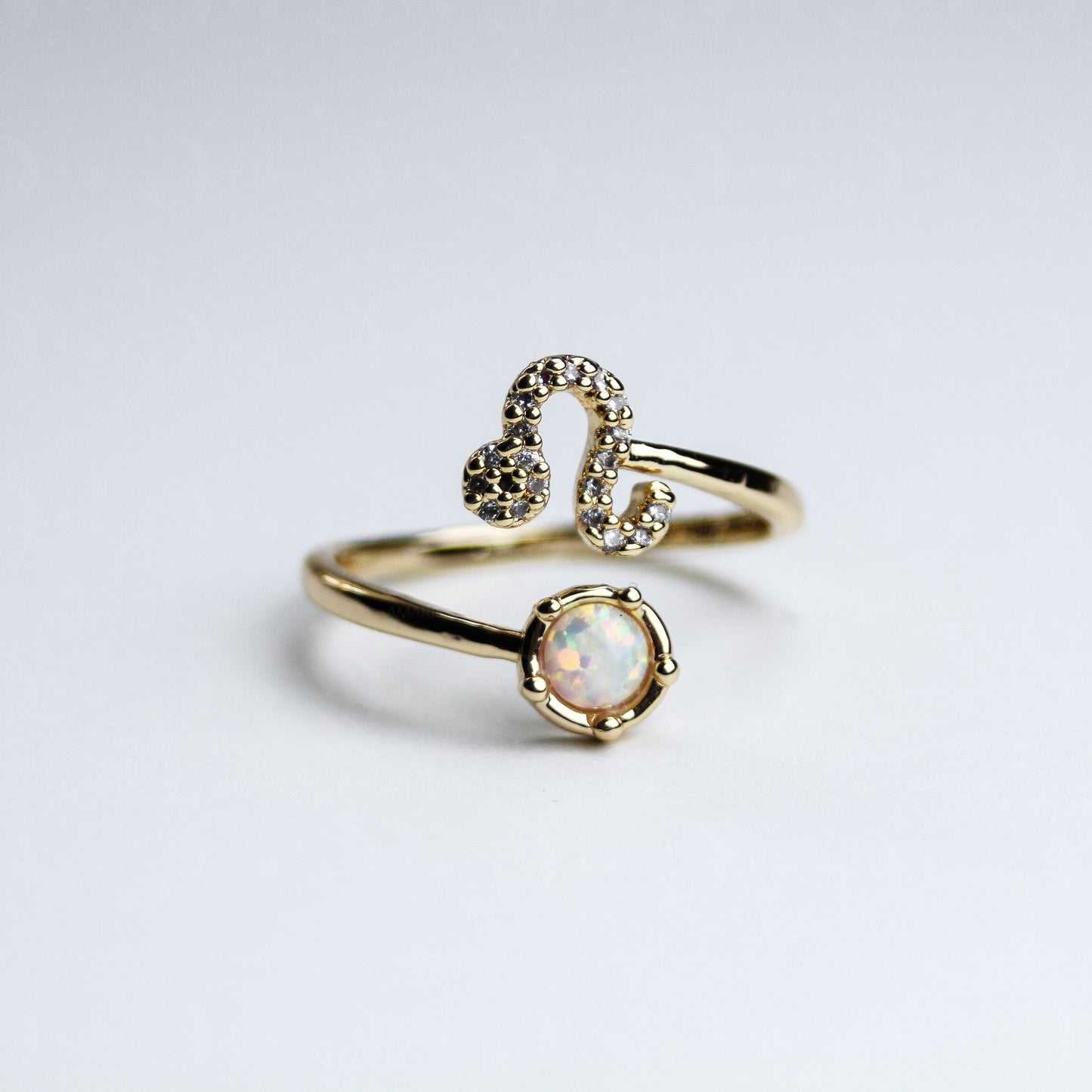 Zodiac Moon Opal Adjustable Ring