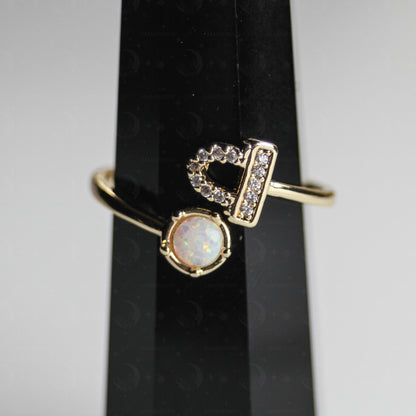 Zodiac Moon Opal Adjustable Ring