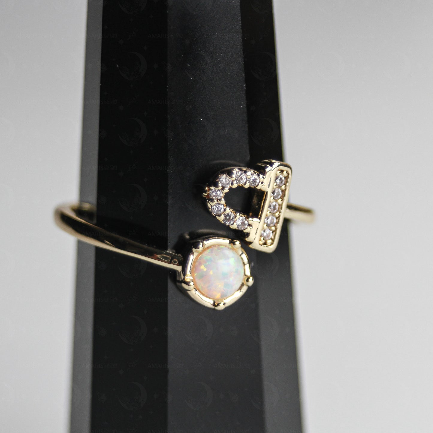 Zodiac Moon Opal Adjustable Ring