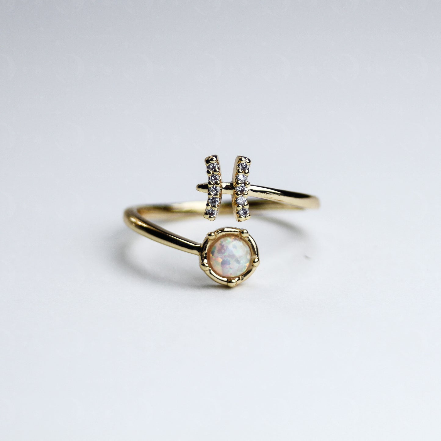 Zodiac Moon Opal Adjustable Ring