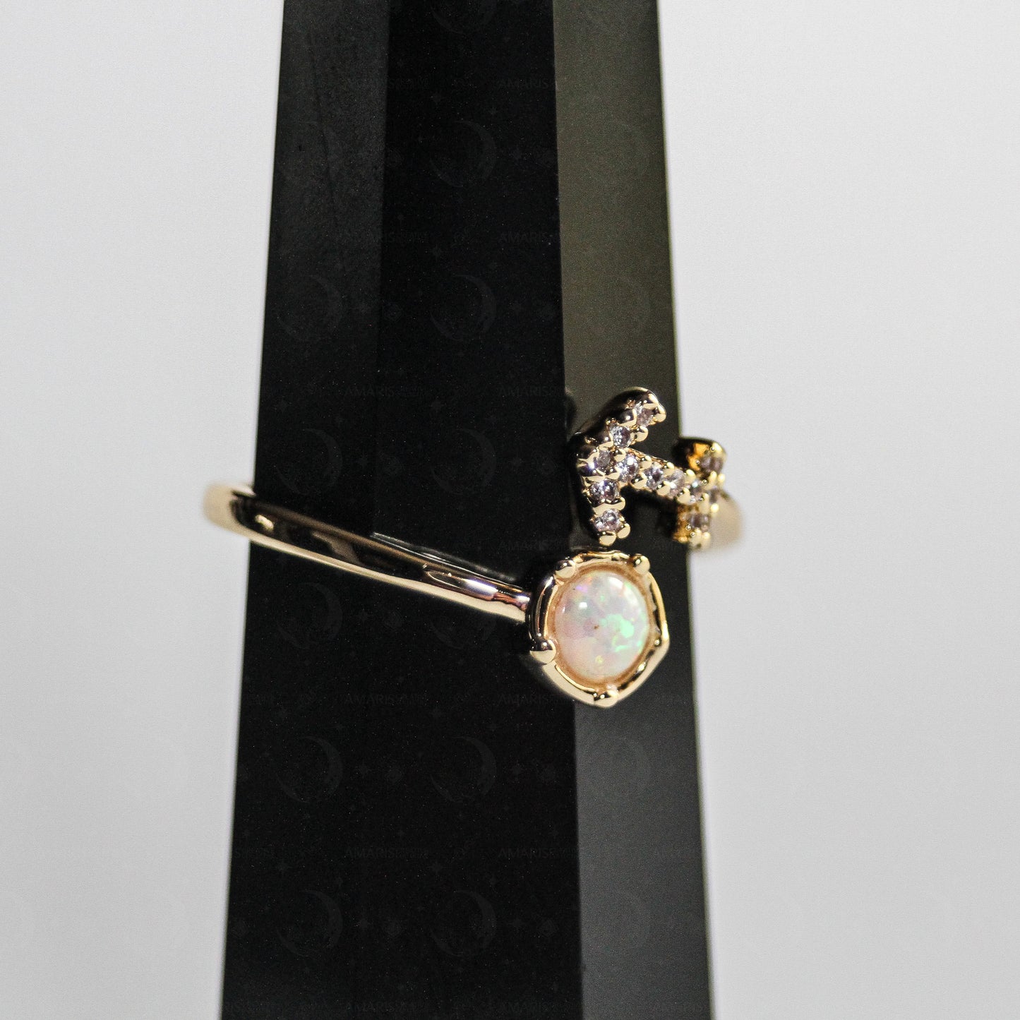 Zodiac Moon Opal Adjustable Ring