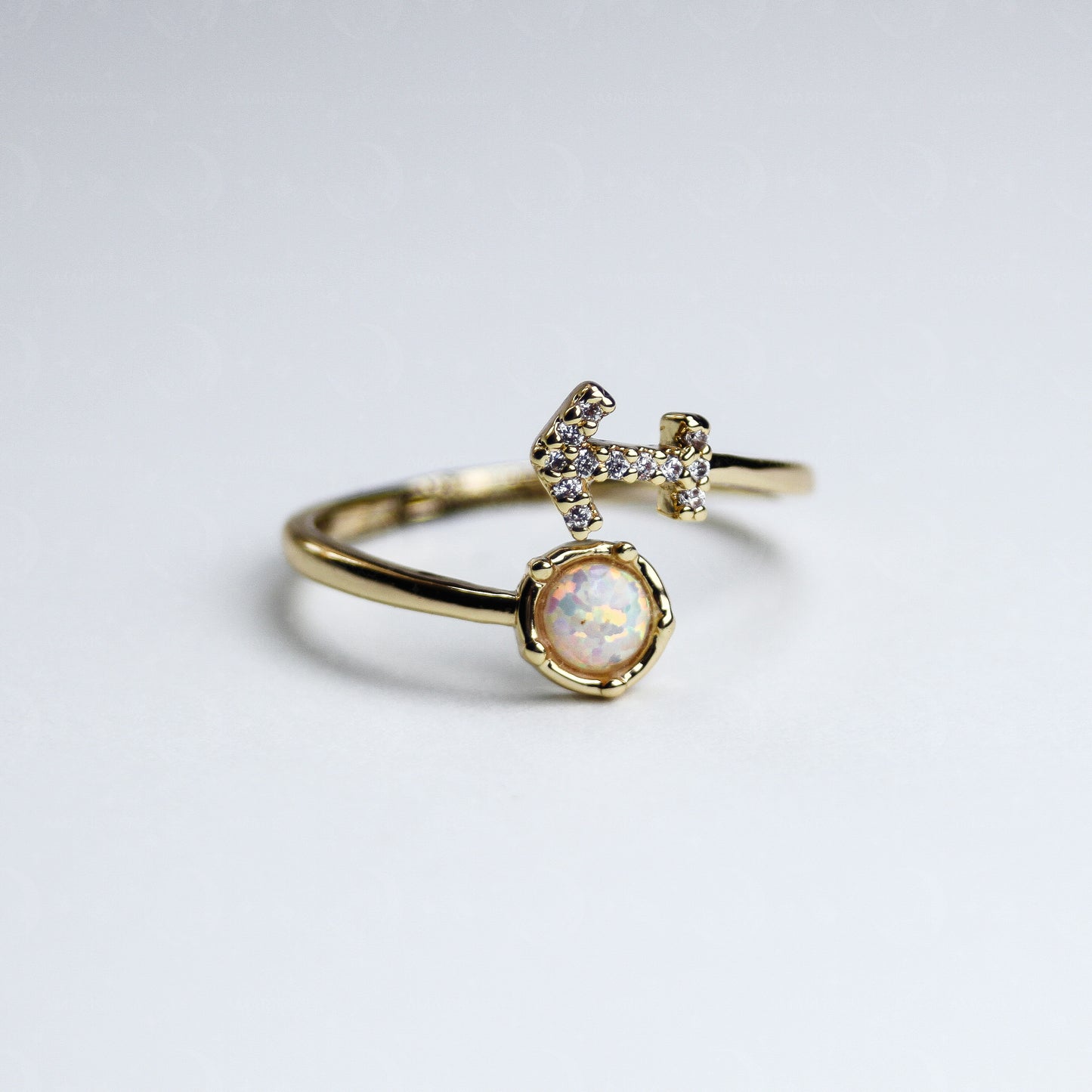 Zodiac Moon Opal Adjustable Ring