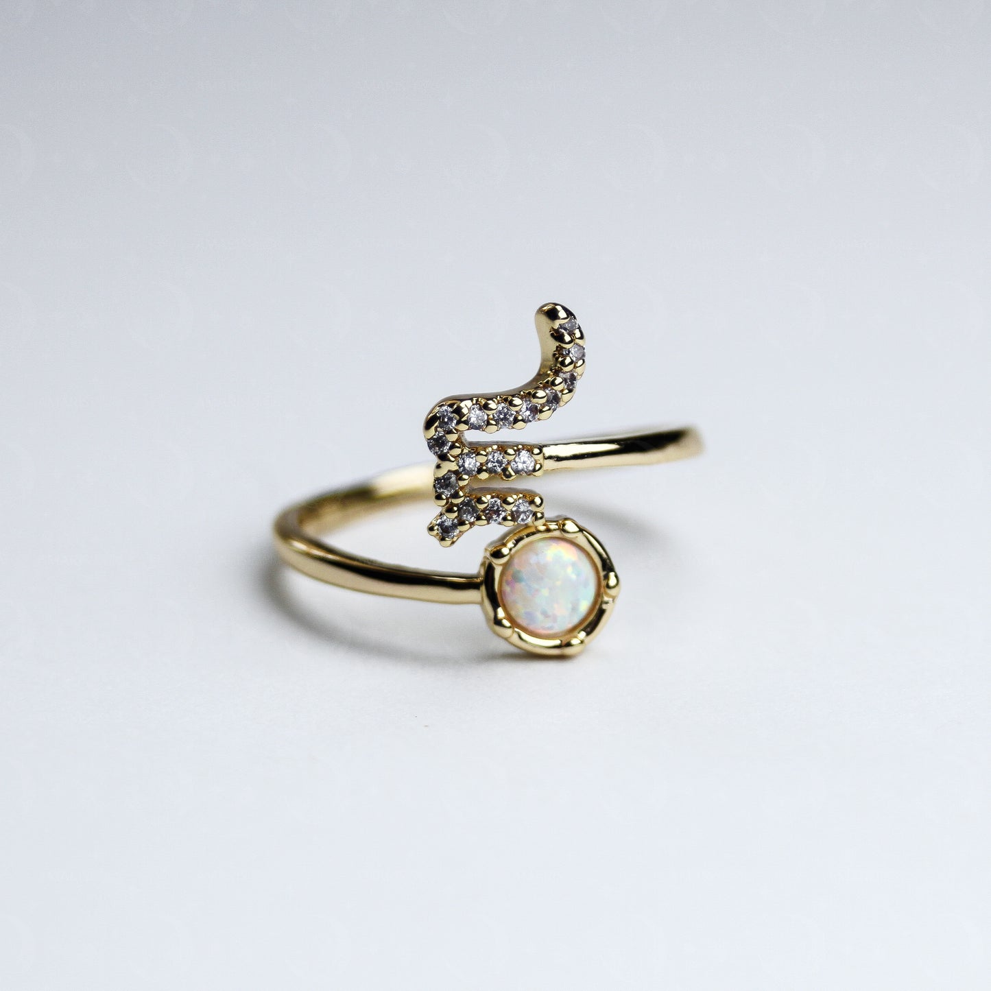 Zodiac Moon Opal Adjustable Ring