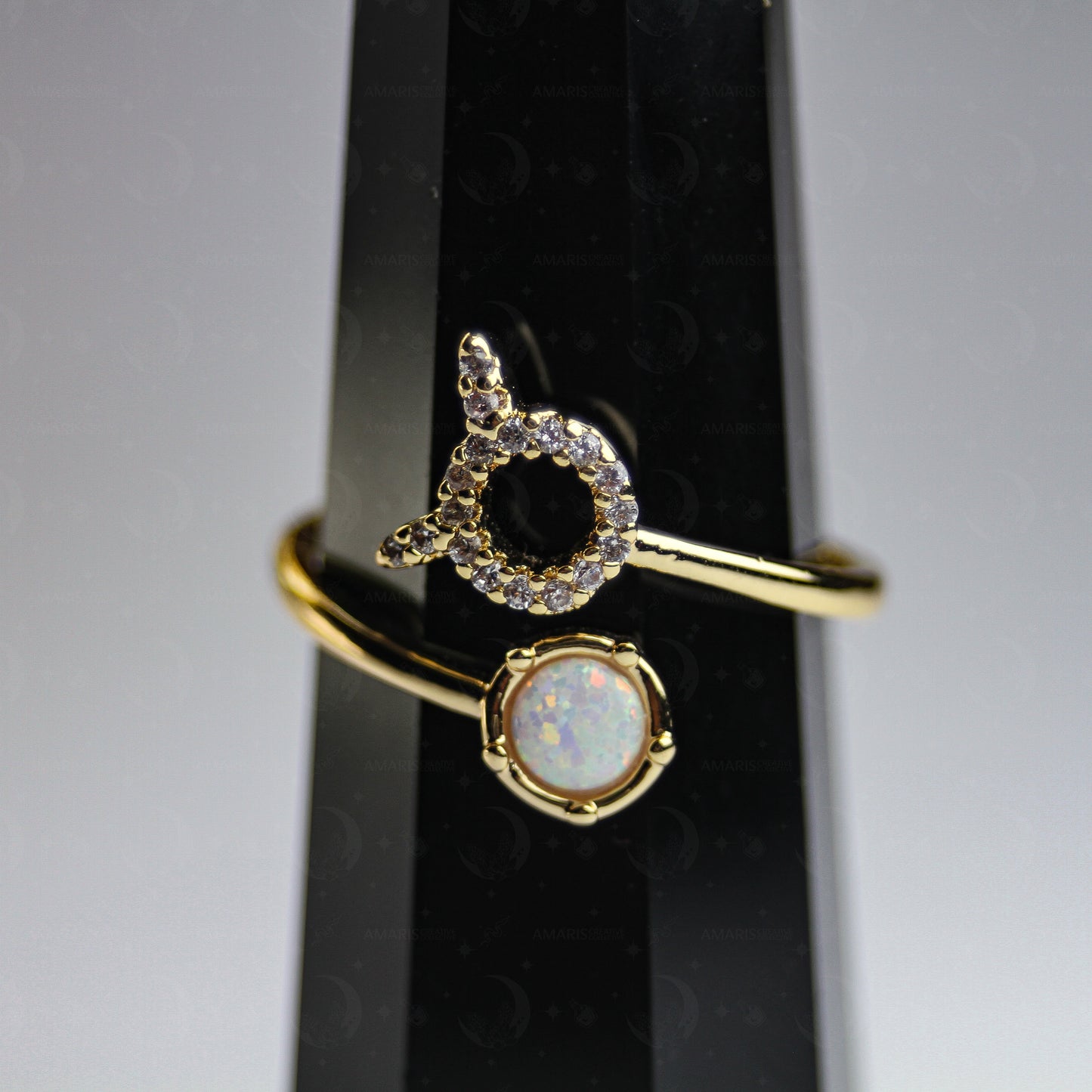 Zodiac Moon Opal Adjustable Ring