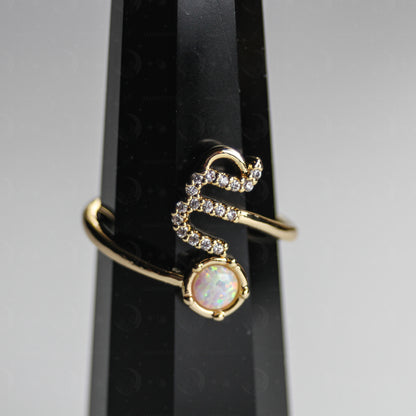 Zodiac Moon Opal Adjustable Ring