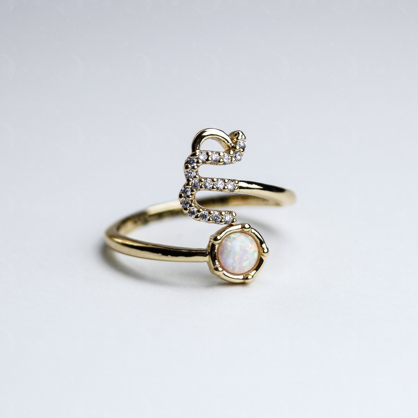 Zodiac Moon Opal Adjustable Ring